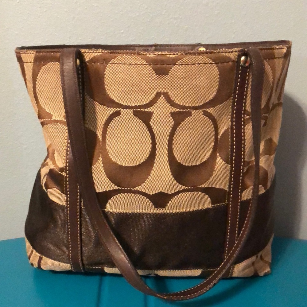 Brown Coach Canvas Shoulder Bag